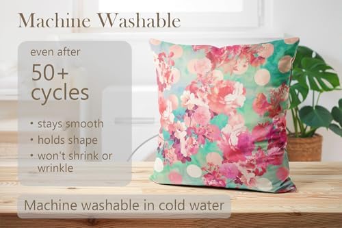Decorative Throw Pillow Case Aqua Mint Turquoise Romantic Retro Floral