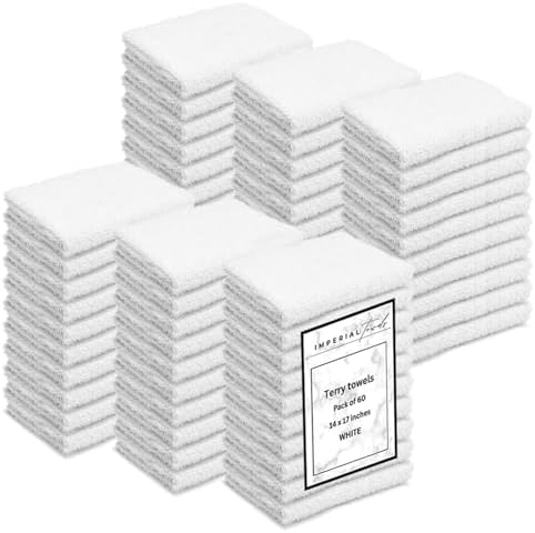 Terry Bar Mop Towels (Value Pack of 60) Size 14"x17" – Absorbent and