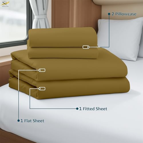 Shreem Linen Luxury 4 Piece Microfiber RV Sheet Set, Deep Pocket Fits
