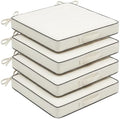 4 Pack Square Outdoor Seat Cushions (Cream, 19 INCH × 19 INCH)