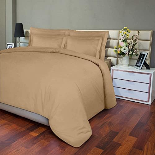 Queen/Full -Taupe Solid Color Pattern 3 PC Duvet Cover Set, 100%