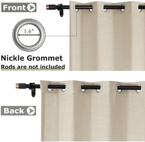 Frelement 108 Inch Length Extra Long Linen Curtains Light Filtering