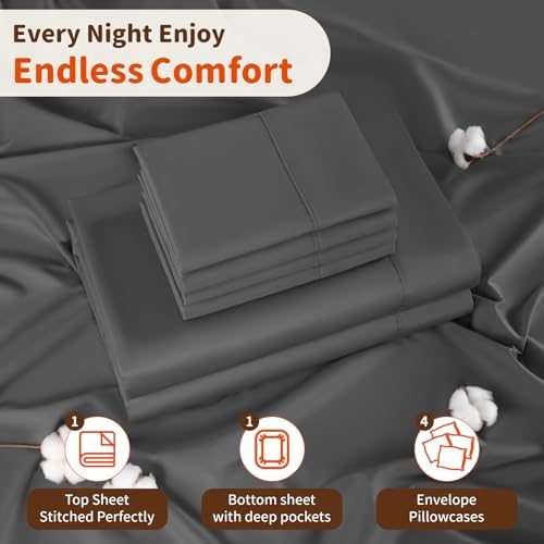 LBRO2M 100% Egyptian Cotton Sheets 16" Deep Pocket 1000TC, 6Pcs King