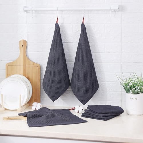 100% Cotton Waffle Weave Kitchen Towels, 6 Pack Dish Cloths for
