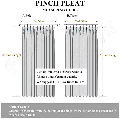 Fcoise Semi Sheer Curtains 108 inches Long | Faux Linen Pinch Pleated