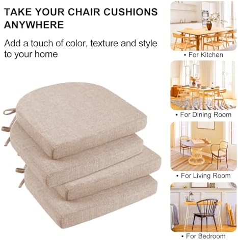 Wellsin Chair Cushions for Dining Chairs 4 Pack - Kitchen Chair