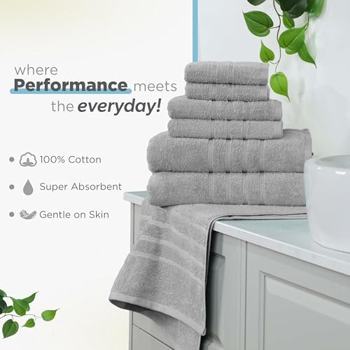 Martex Ultimate Performance 6-Piece Towel Set, Monument Gray