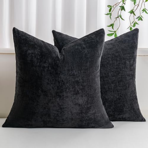 Aegero Pack of 2 Chenille Decorative Throw Pillow Covers 18x18 Inch