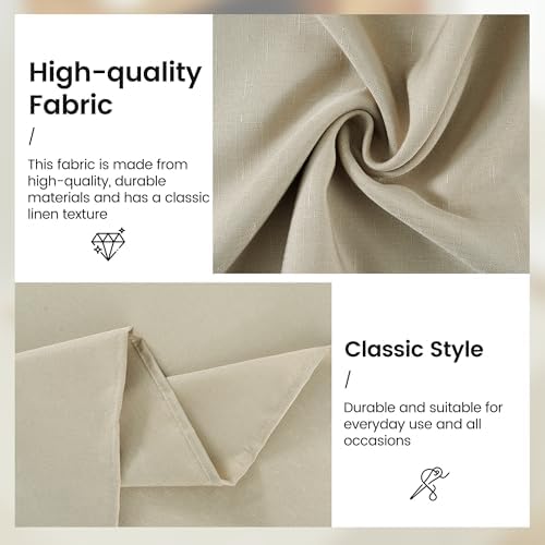 Dimatic Beige Waterproof Rectangle Tablecloth 52 x 70 Inch Linen