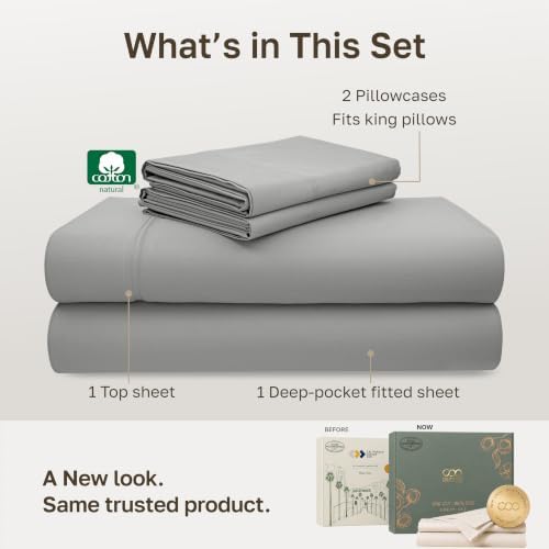 California Design Den 600 Thread Count King Size Bed Sheets Set, Light