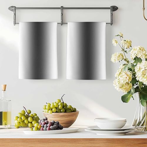 Dark Grey White Kitchen Towels Set of 4, Absorbent Microfiber Soft