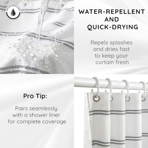 Belora Home Grey and White Shower Curtain for Bathroom - 72x72 Inches