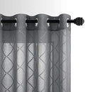 KOUFALL Grey Diamond Pattern Linen Like Sheer Curtain 52 x 63 Inch