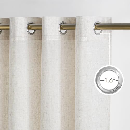 NICETOWN Vanilla Thick Linen Curtains 84 Inches Long, W55 x L84, 2
