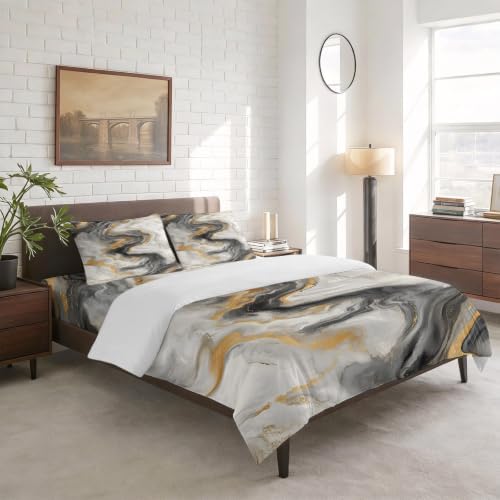 4 Pieces Duvet Cover Queen Bedding Sets Abstract Modern Marble Agate