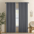 Linen 100% Blackout Curtains for Bedroom, Black Out Curtains 84 Inch