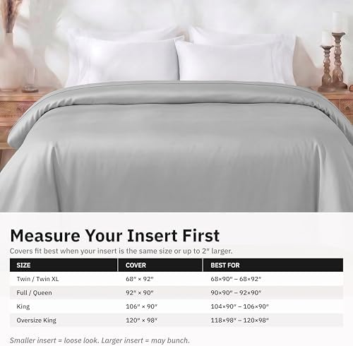 California Design Den Luxury Twin XL Duvet Covers, Light Grey