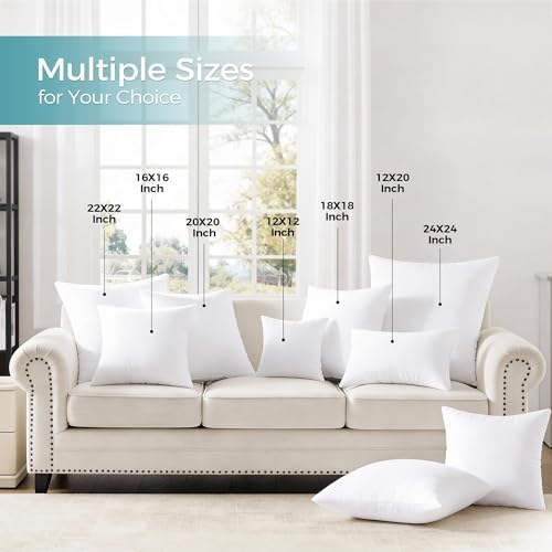 puredown® 18x18 Throw Pillow Inserts Set of 2 – Supportive & Fluffy