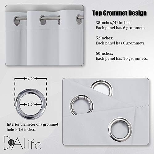 DUALIFE Greyish White Curtains 120 Inch Length Grommet Top Blackout
