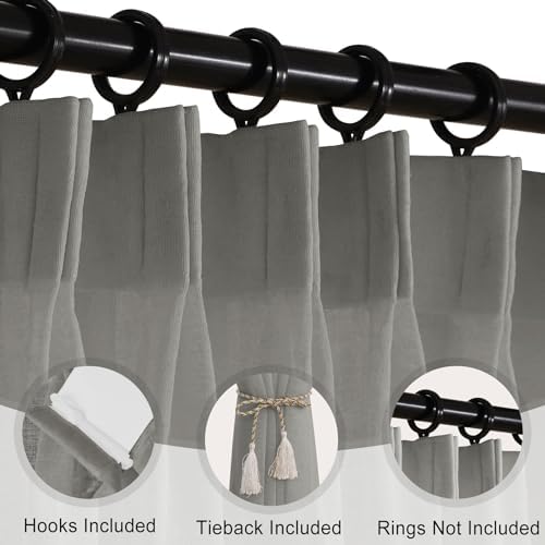 Macochico Sheer Curtains 108 Inches Long Linen Texture Pinch Pleated