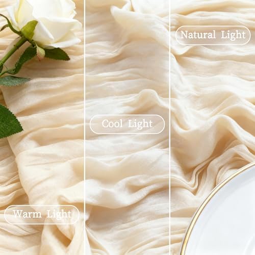 3 Pcs Ivory Cheesecloth Table Runner 35"×120"- 10 FT Cream Cheese