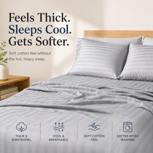 100% Giza Egyptian Cotton Sheets - Silky Sateen Weave, 4 Piece Luxury