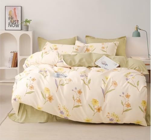 Queen Duvet Cover Set 3 Pieces 100% Cotton Garden Style Bedding Set 1