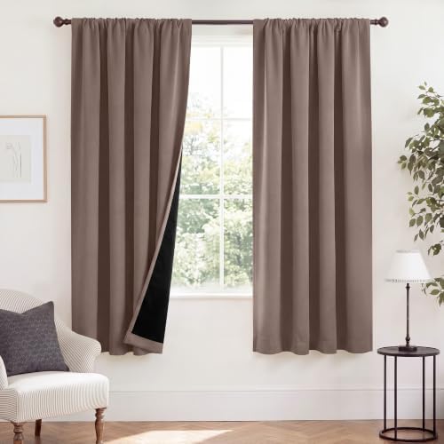 NICETOWN Cappuccino Blackout Curtains 52 x 72 inches Length for