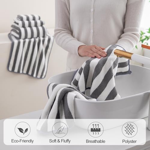 Jarson 18-Piece Striped Bath Towel Set -Highly Absorbent 6 Bath