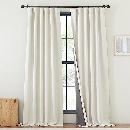 NICETOWN Natural Faux Linen 100% Blackout Curtain Single Panel