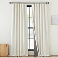 NICETOWN Natural Faux Linen 100% Blackout Curtain Single Panel