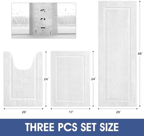 IM HOME Bathroom Rugs Sets 3 Piece Cream, Ultra Soft Plush Fluffy