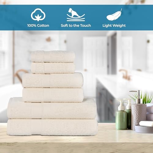 SUPERIOR - 450GSM 6 PC SET IV Eco-Friendly 100% Cotton Towel Set