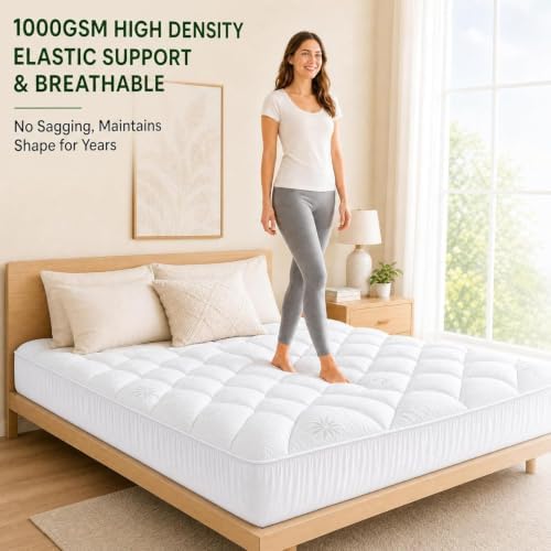 Waterproof Mattress Topper Queen - Extra Thick Breathable Bamboo