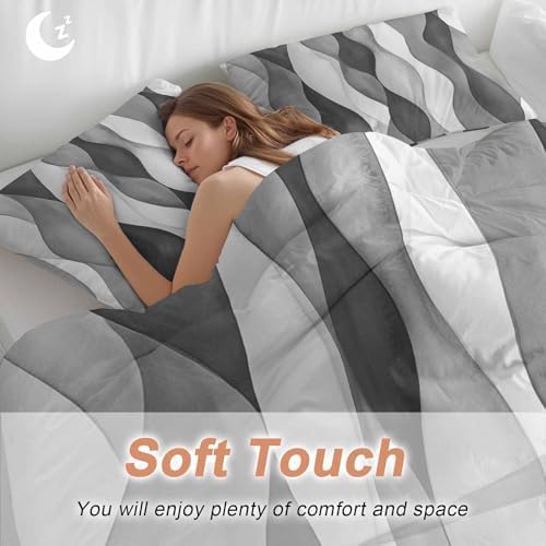 Grey Ombre Bedding Queen Duvet Cover Set, 3 Piece Microfiber Soft