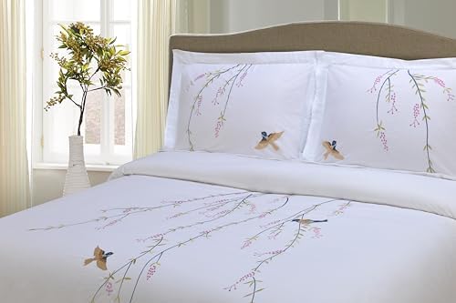 SUPERIOR Spring Embroidered Duvet Cover Set, Long-Staple Cotton