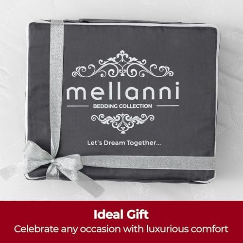 Mellanni 400TC Cotton Sateen Sheets, King Gray, 4 Piece Set