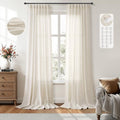 Nanspring Extra Long Linen Curtains 120 Inches Length Back Tab Birch