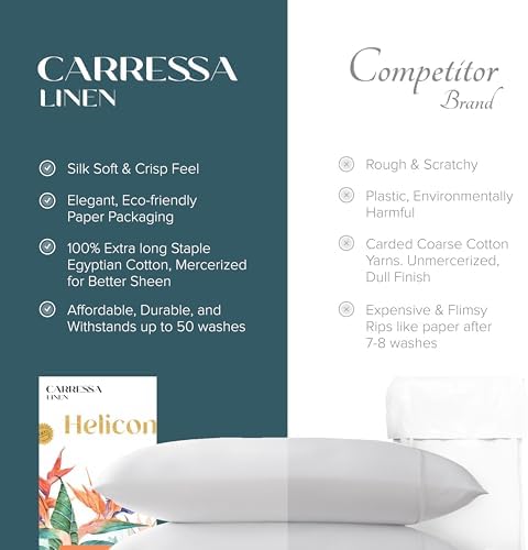 Carressa Linen 100% Egyptian Cotton King Size Pillow Cases Set of 2