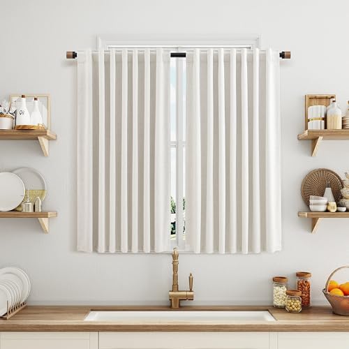 Nanspring 100% Blackout Linen Curtains for Bedroom 50x63 Inches