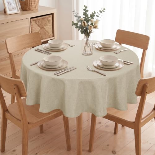 Hiasan Faux Linen Round Tablecloth 30 inch Waterproof Table Cloth