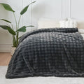 NEWCOSPLAY Faux Fur Fluffy Bubble Twin Blanket for Couch, Grey