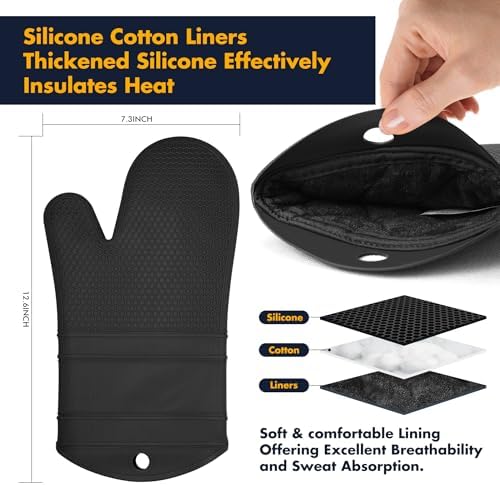 6 Pack Oven Mitts and Pot Holders Sets,Silicone Oven Mitts &Hot
