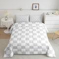 Manfei King Size Neutral Checkerboard Comforter Set with 2 Pillowcases