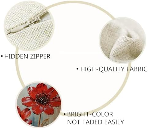 ULOVE LOVE YOURSELF 2Pack Flowers Decorative Pillow Covers Modern Red