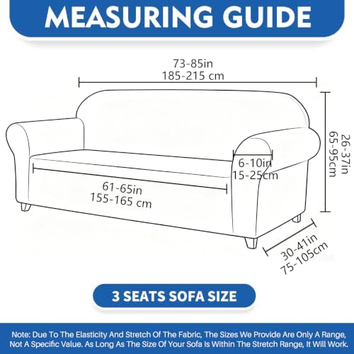 XINEAGE 3-Seater Sofa Slipcover Pet Friendly,Stretch Couch Cover,Light