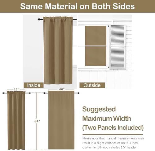 OVZME Taupe Blackout Curtains for Bedroom 84 Inch Length 2 Panels Set