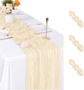 3 Pack Ivory Cheesecloth Table Runner, 17 x 108 inch, Semi Sheer Boho