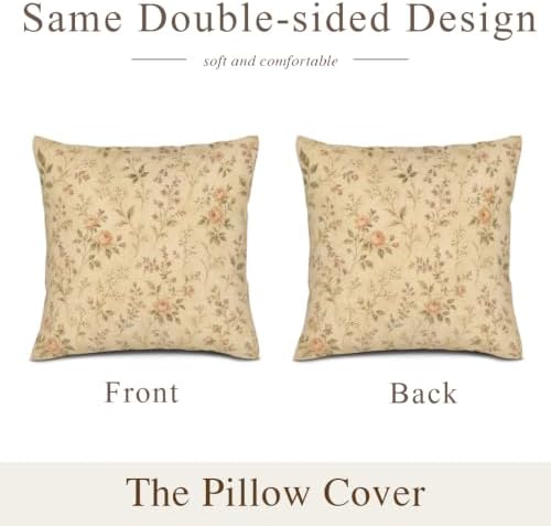 InkRain Earthy Mustard Gold Ditsy Flower Vine Pattern Pillow Cover