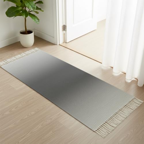 Ombre Charcoal Gray Hallway Runner Rug 2'x5', Solid Color Gradient